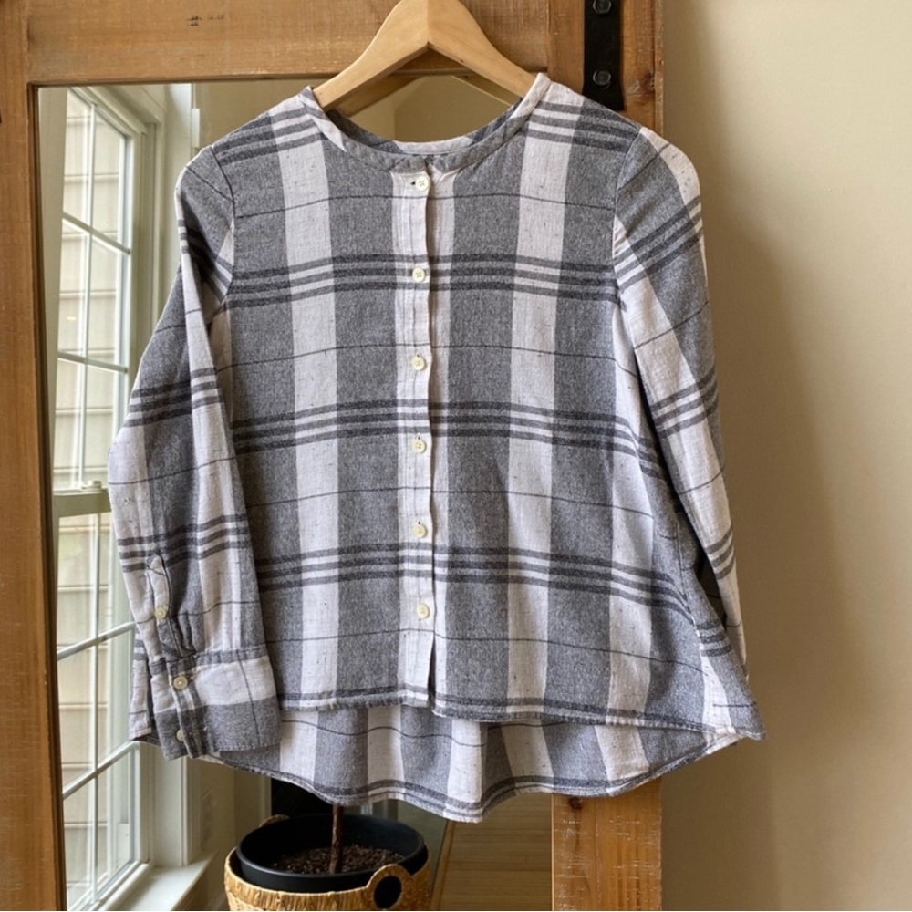 Madewell Gray Plaid Collarless Shirt Size XXS